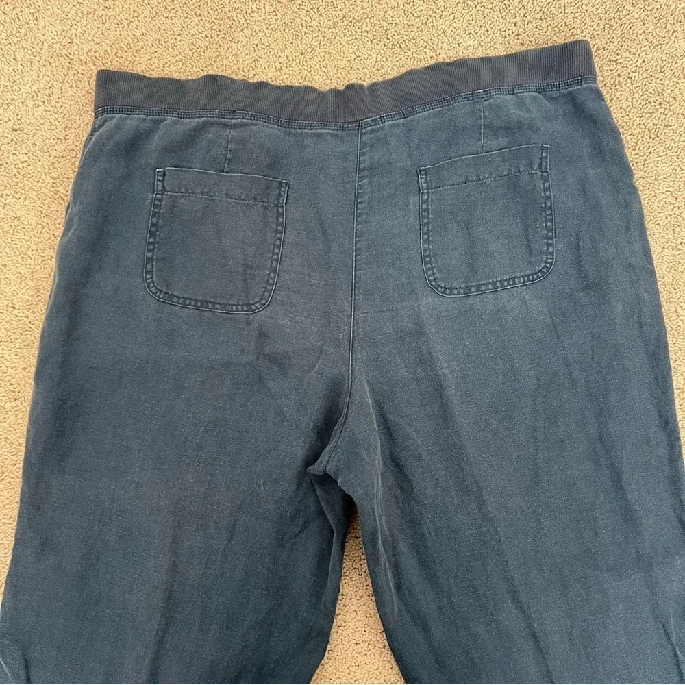 J Jill Pure Jill 100% Linen Wide Leg Blue Pants size large